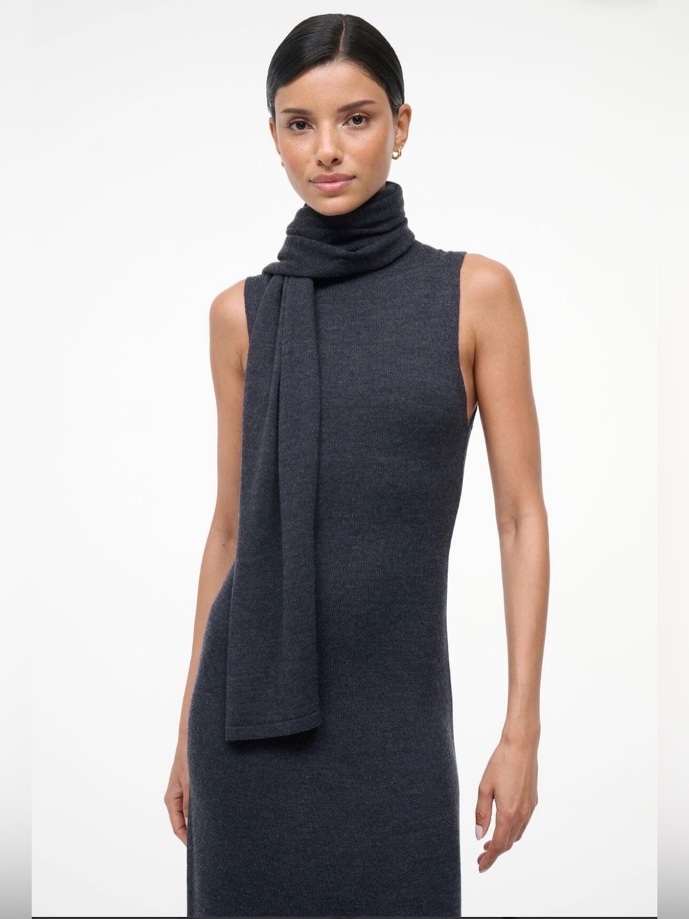 STAUD CANAL MIDI DRESS | CHARCOAL - Picture 6 of 12